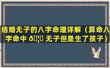 结婚无子的八字命理详解（算命八字命中 🦅 无子但是生了孩子）